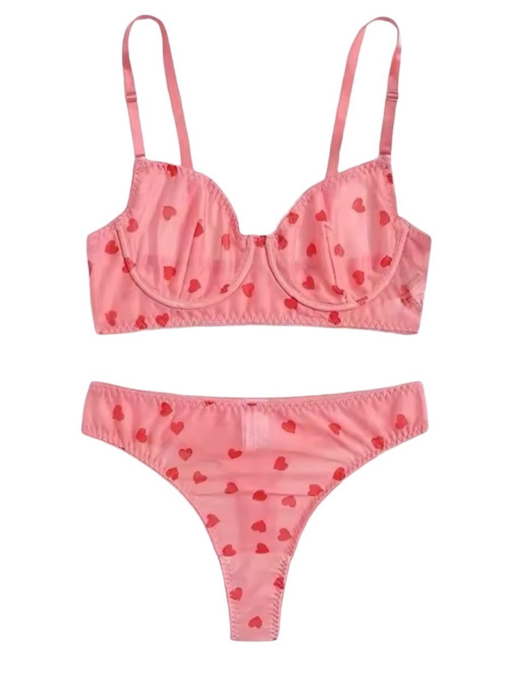 NWT Pink Heart Print Lingerie Set | Size S-L